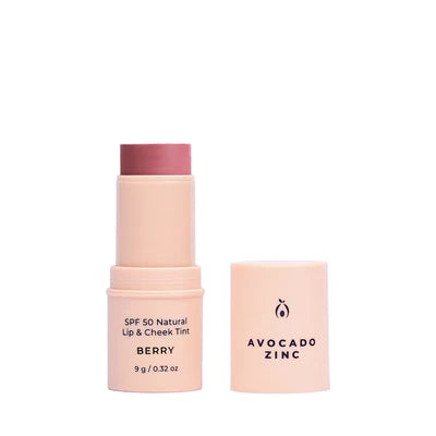 SPF 50 NATURAL LIP & CHEEK TINT- BERRY Avocado Zinc